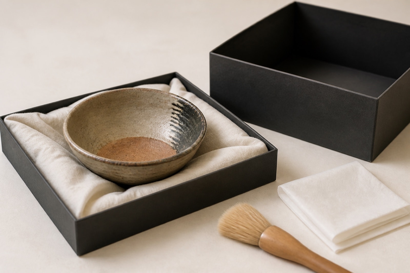 scene of generic ceramics supported with neutral packing materials