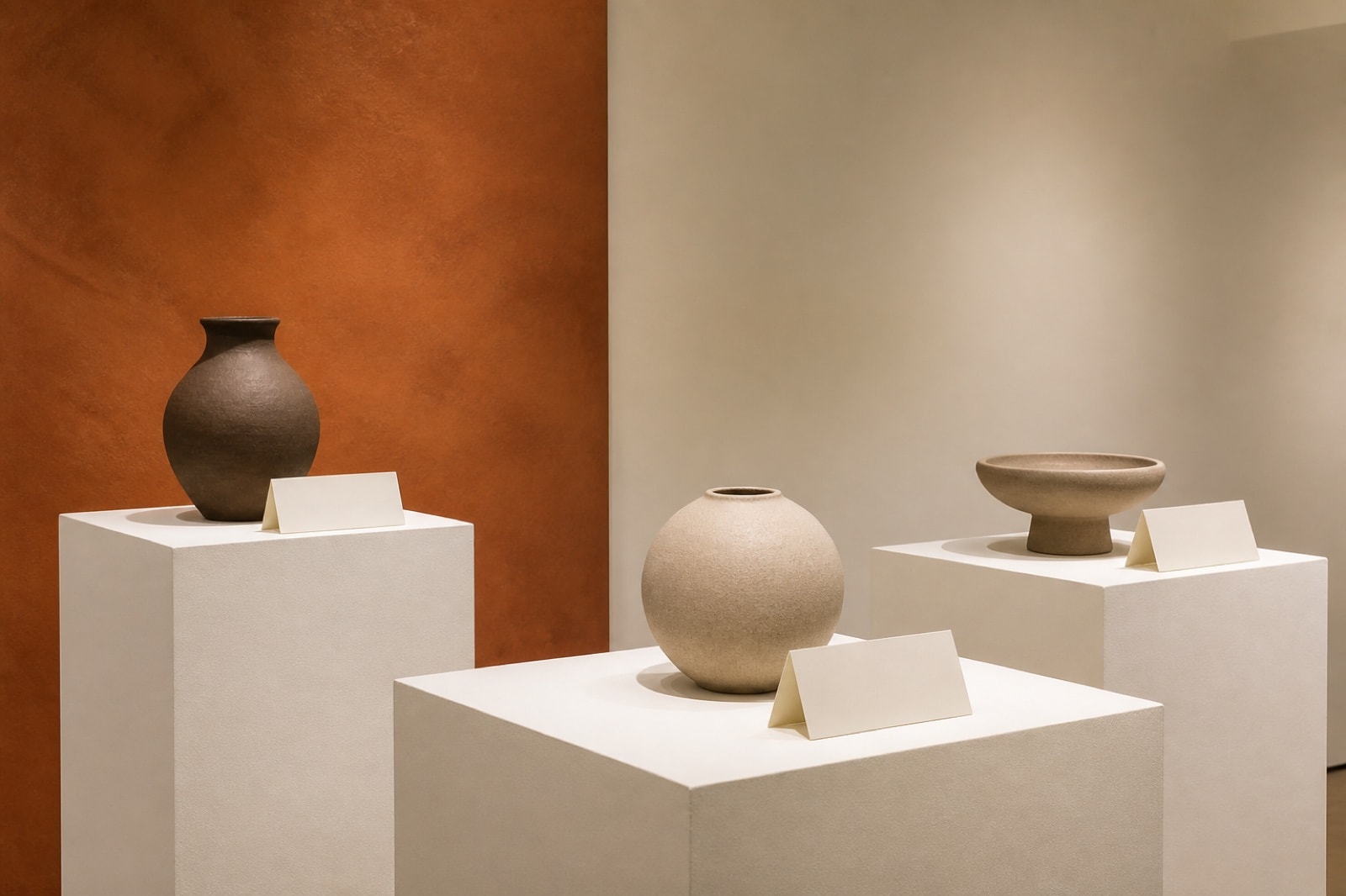 scene of blank dated cards and generic ceramic forms